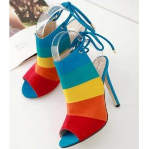 Chaussures a talons multicolore avec lacet, pointure 39-40: EB0001