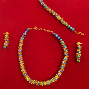 Ensemble collier plaqué or avec des perles multi-couleurs - EB0001
