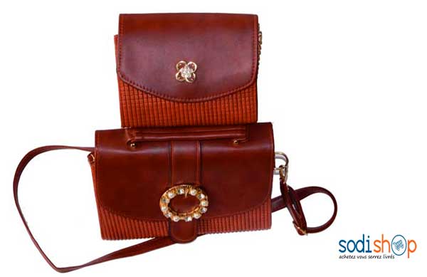 Mini sac à épaule rouge bordeaux 2 pièces-SK0003