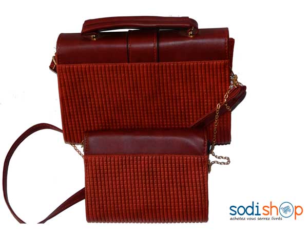 Mini sac à épaule rouge bordeaux 2 pièces-SK0003 – Image 2