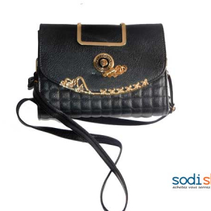 Mini sac à épaule noir détail or -SK0003