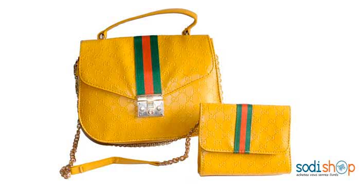 Mini sac à épaule GUUCI jaune 2 pièces -SK0003