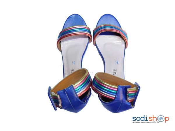 Chaussure à petit talon Esperance couleur bleu avec bretelle multicouleur pointure-41 KS007 – Image 2