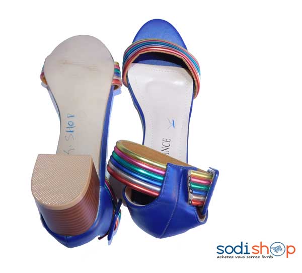 Chaussure à petit talon Esperance couleur bleu avec bretelle multicouleur pointure-41 KS007 – Image 4