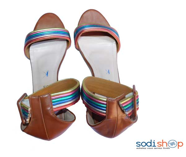 Chaussure à petit talon Esperance couleur marron avec bretelle multicouleur pointure-41-KS0007 – Image 2