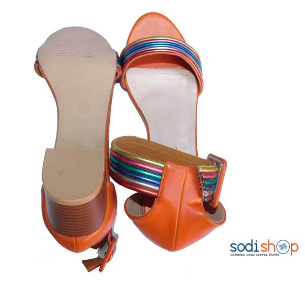Chaussure à petit talon Esperance couleur orange avec bretelle multicouleur pointure-41-KS0007 – Image 2