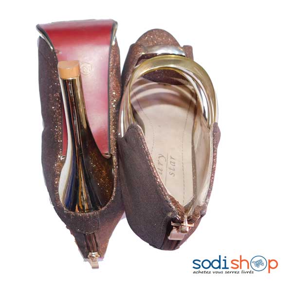Chaussures à talon couleur marron brillant Lury Star pointure-37-KS0007 – Image 2