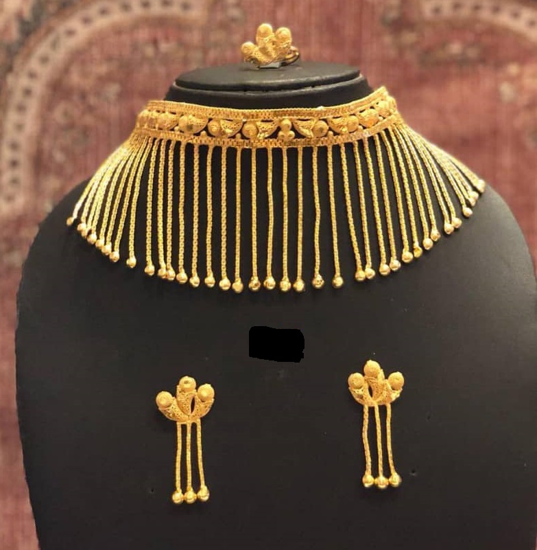 Collier pendent plaqué or avec des boucles d'oreilles avec une bague - GF0002