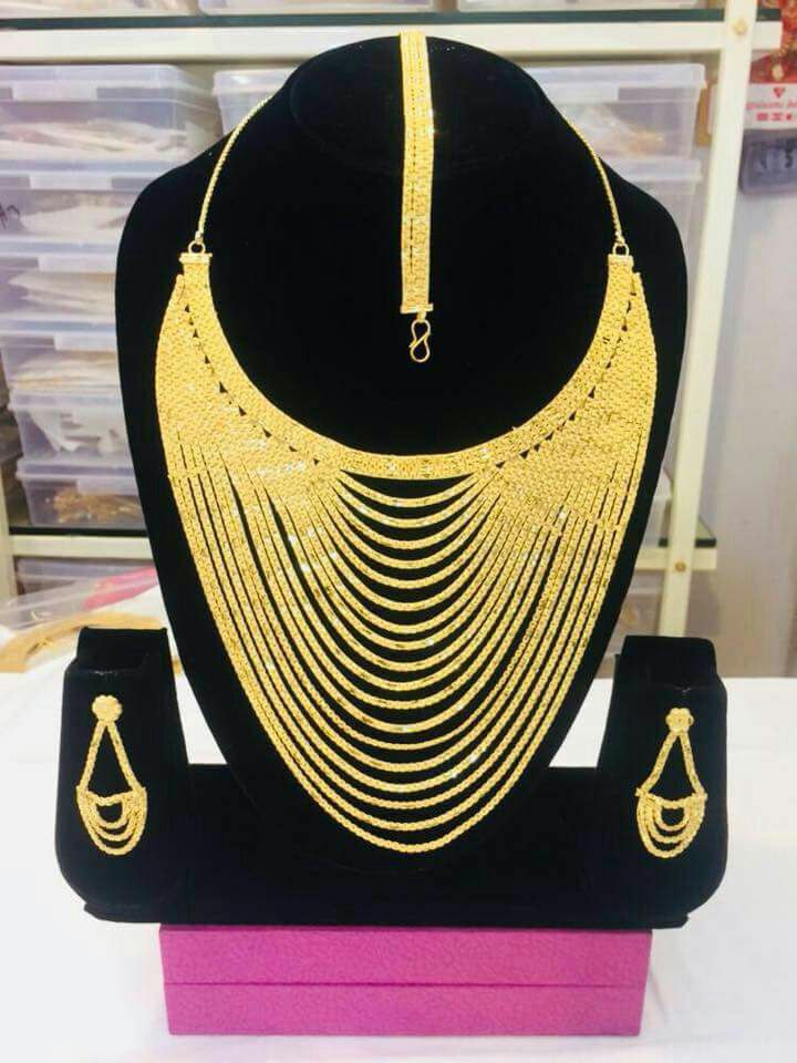 Ensemble collier multi ligne plaqué or - GF0002