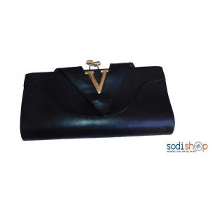 Pochette noir avec une fermeture dorée-KS0007