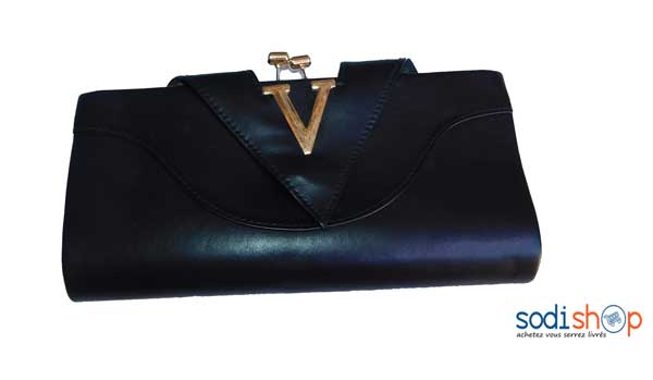 Pochette noir avec une fermeture dorée-KS0007