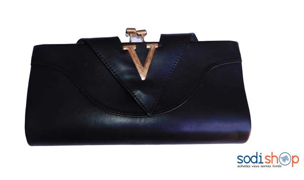 Pochette noir avec une fermeture dorée-KS0007 – Image 2