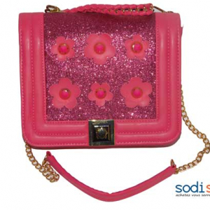 Mini sac à main Channel rose avec fleur -DB0005