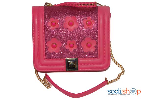 Mini sac à main Channel rose avec fleur -DB0005