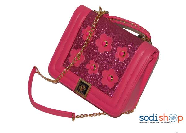 Mini pochette Channel rose avec fleur -DB0005 – Image 2
