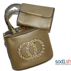 Mini sac à main couleur marron 2 pièces-DB0005