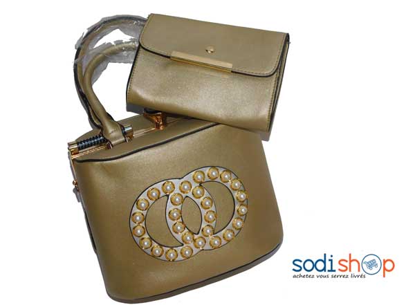 Mini sac à main couleur marron 2 pièces-DB0005