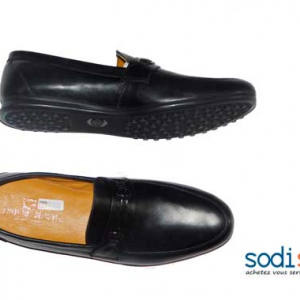 Chaussure mocassin noir Pierre Cardin pour homme pointure 44 -SB0008