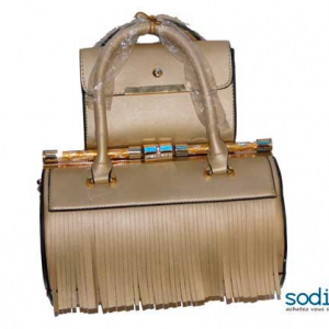Sac à main couleur or forme cylindre 2pièces -DB0005