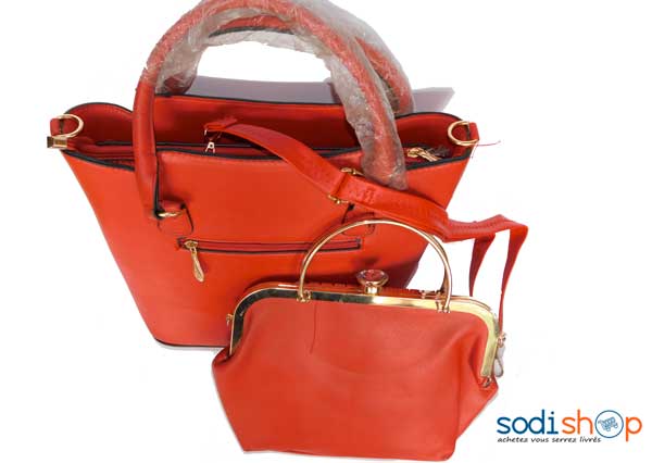 Sac à main grande dame rouge 2 pièces -SK0003 – Image 2