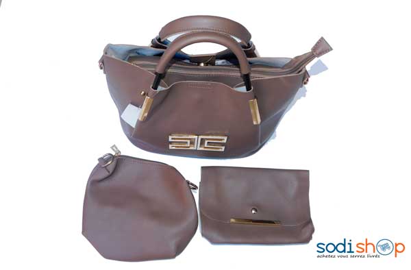 Sac à main marron foncé 3pièces-KS0007 – Image 2