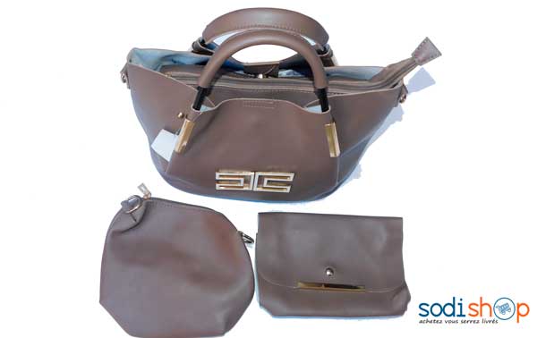 Sac à main marron foncé 3pièces-KS0007 – Image 3