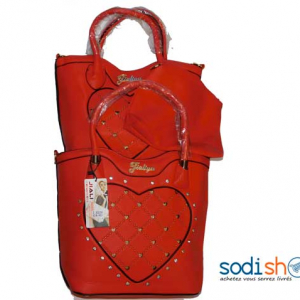 Sac à main rouge 3pièces -DB0005
