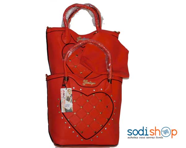 Sac à main rouge 3pièces -DB0005