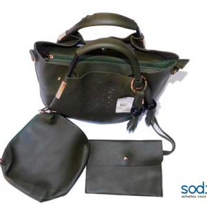 Sac à main de couleur verte 3 pièces-KS0007