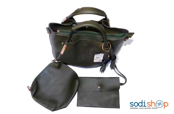 Sac à main de couleur verte 3 pièces-KS0007