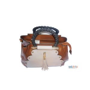 Sac à main couleur marron blanc KS0009