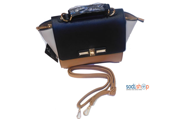 Sac à main couleur blanche noire KS0009