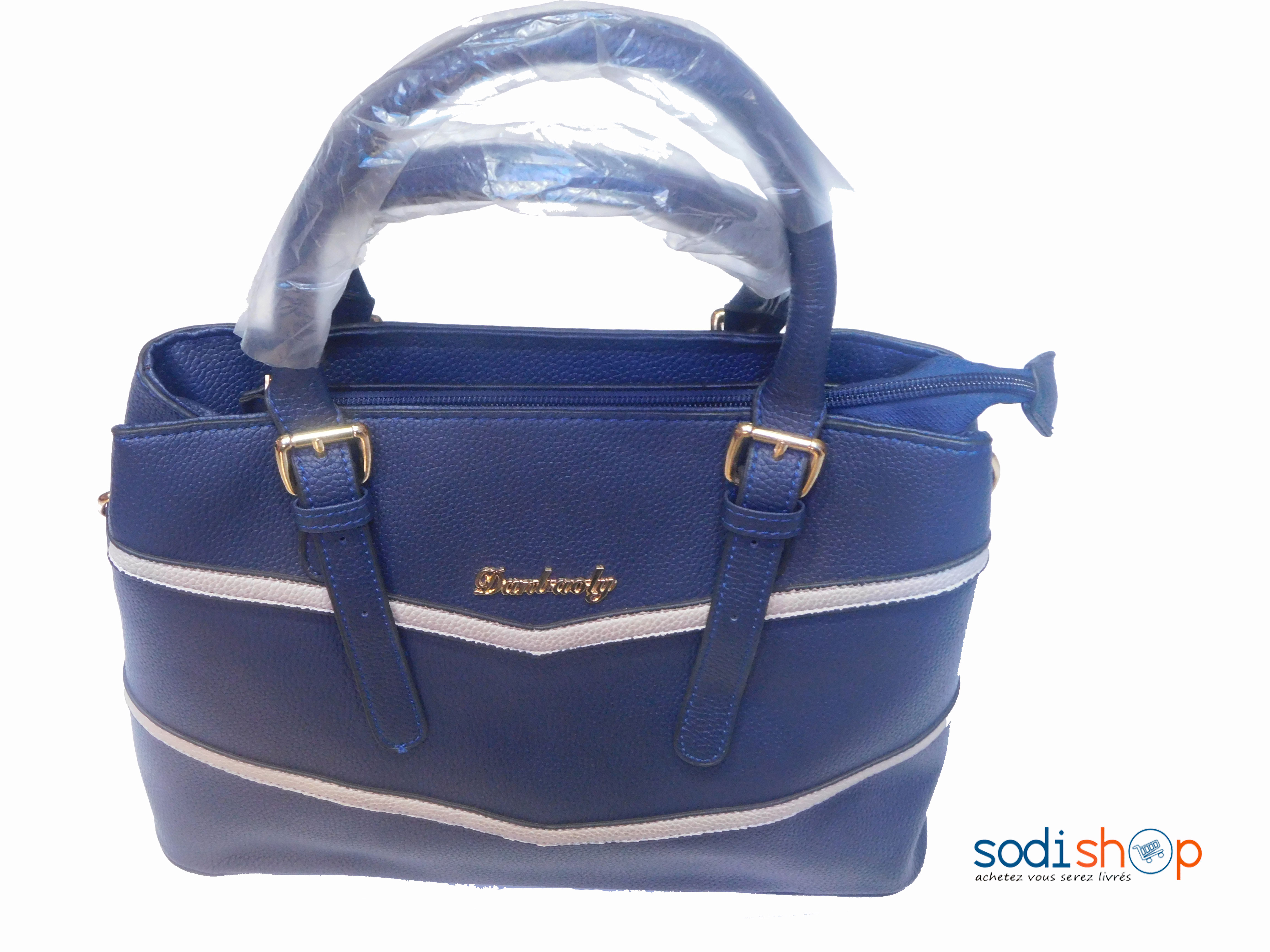 Sac à main couleur bleue strasse blanc KS0009