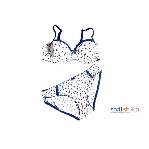 Lingerie couleur blanche avec motif bleues