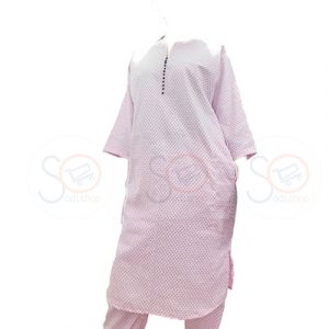 Prêt à porter pour femme tissu coton rose blanche motif