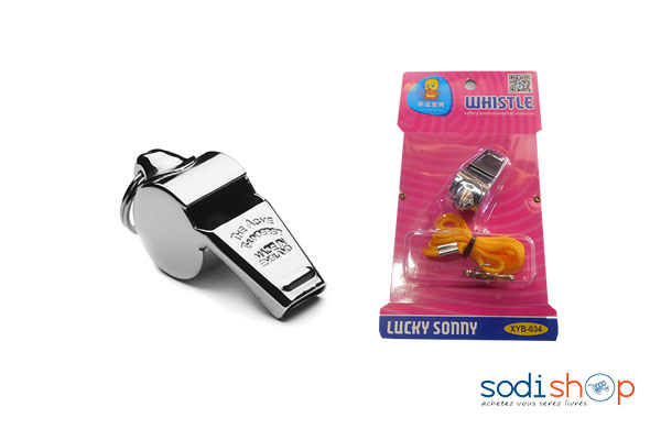 Sifflet d'arbitre de football en métal Lucky Sonny