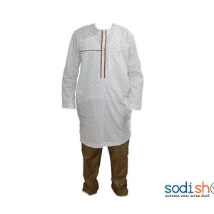 Habit pour homme tissu blanc avec motif taille L