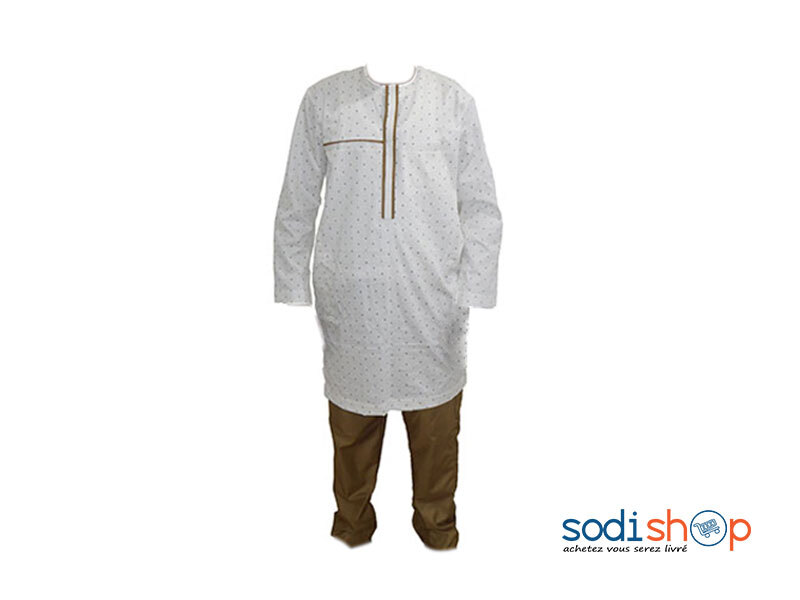 Habit pour homme tissu blanc avec motif taille L