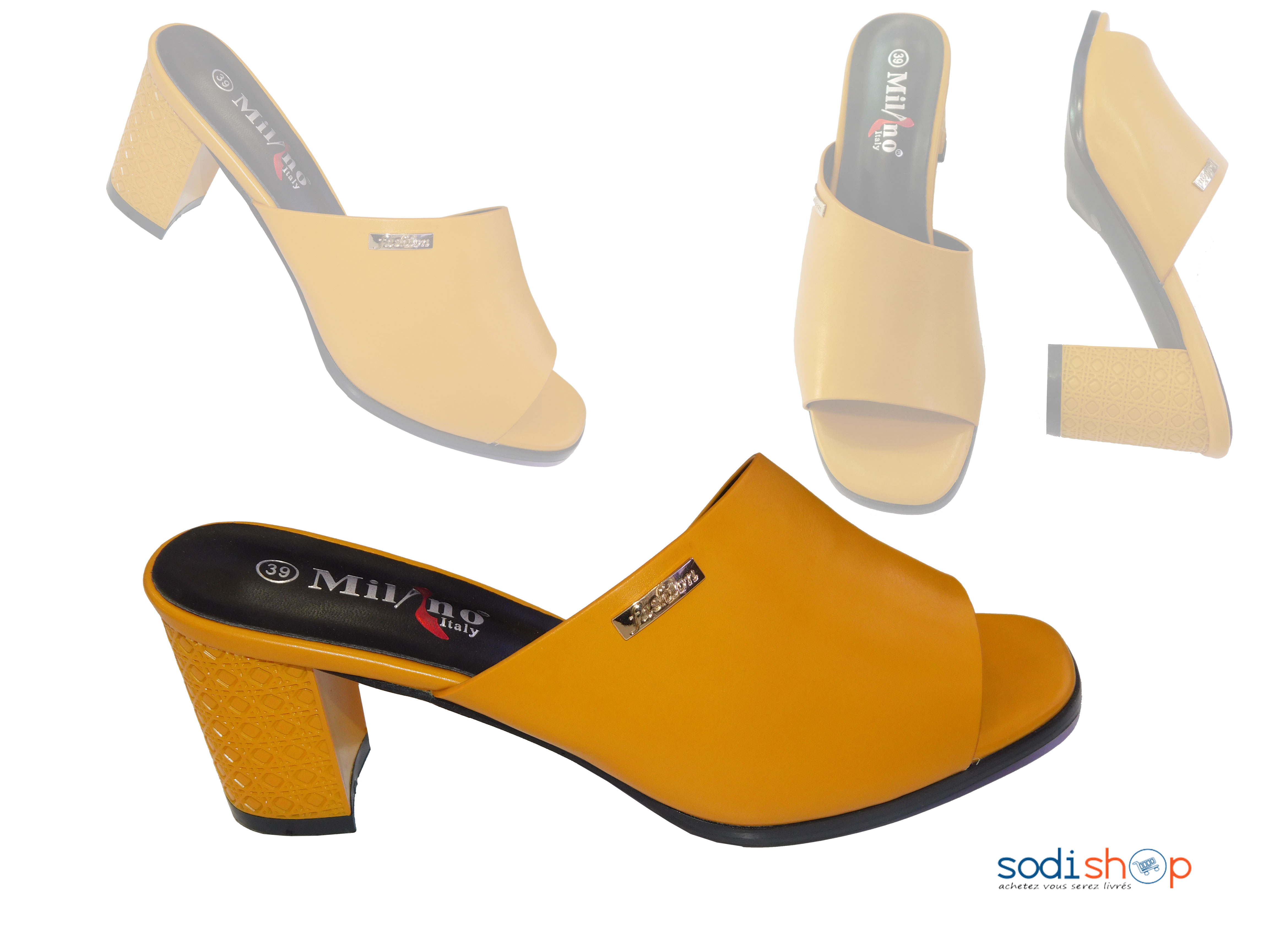 Sandale à Talon Femme Milano couleur jaune 33947-14-MI0023 – Image 3