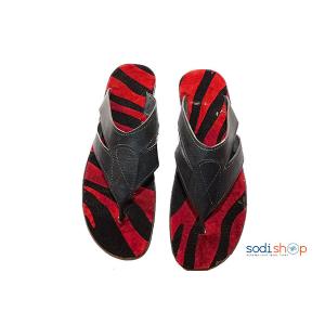 Chaussure pour homme Tapette en cuir rouge noir