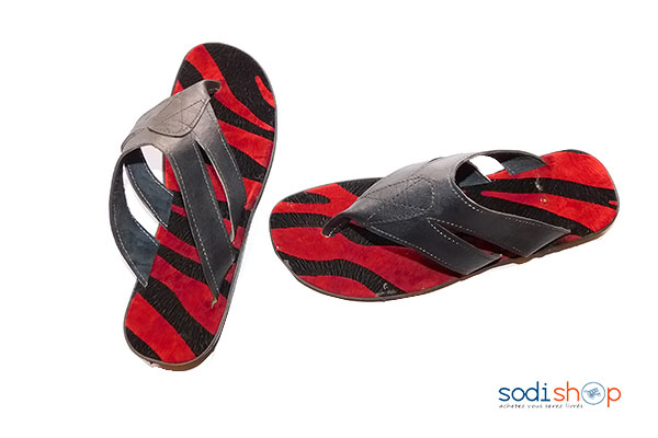 Chaussure pour homme Tapette en cuir rouge noir – Image 2