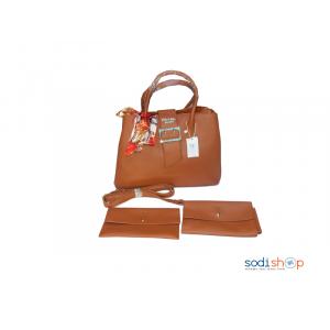 Ensemble Sac à Main Prada + Pochette couleur Marron KS0009