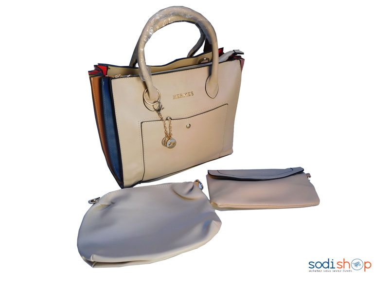 Sac à Main Hermes pour femme trois pièces couleur Beige KS0009