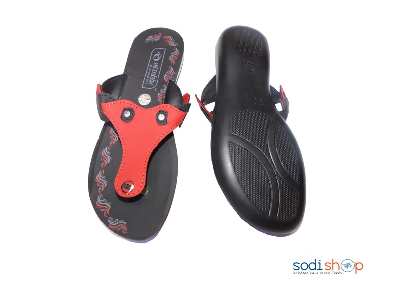 Sandale Pour Femme Couleur Noire/ Rouge KS0009 – Image 2