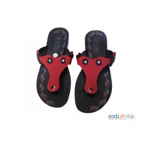 Sandale Pour Femme Couleur Noire/ Rouge KS0009