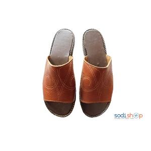 Chaussure pour homme sandale en cuir Couleur Chocolat foncée
