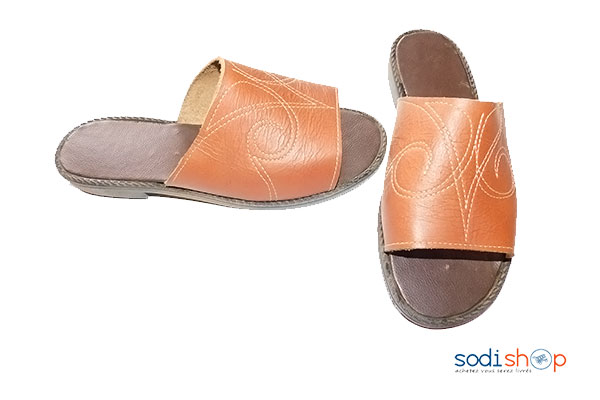 Chaussure pour homme sandale en cuir Couleur Chocolat foncée – Image 2