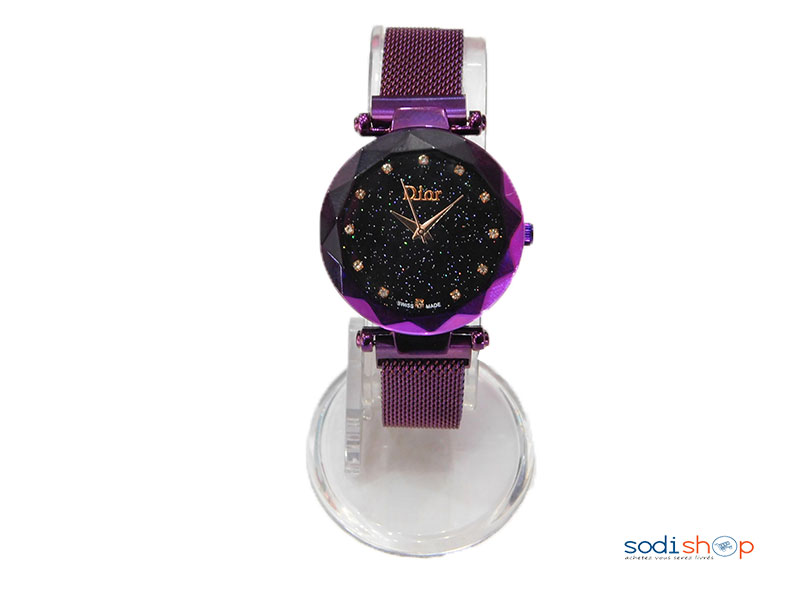 Montre Femme Violet Cadre Noir +Pierre