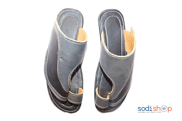 Chaussure pour homme Sandale en cuire noir – Image 2