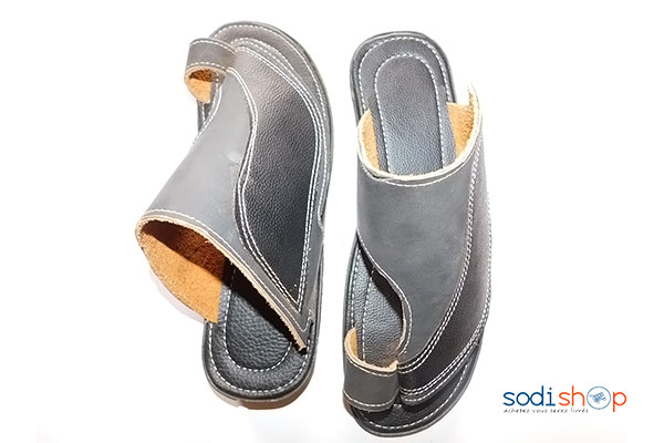Chaussure pour homme Sandale en cuire noir – Image 3